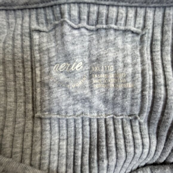 Aerie Womens Gray Ribbed Knit Long Sleeve Crew Neck Top Size XXL Pullover Casual - Picture 3 of 6